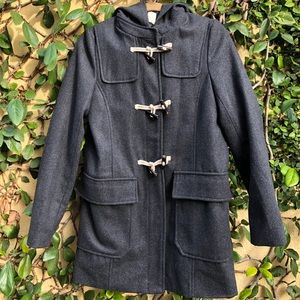 Women’s hooded pea coat with toggles